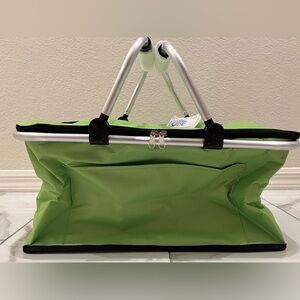 Green Foldable Insulated Picnic Basket Tote